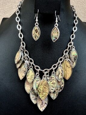 Reversible Leaf Statement Necklace & Matching Earrings